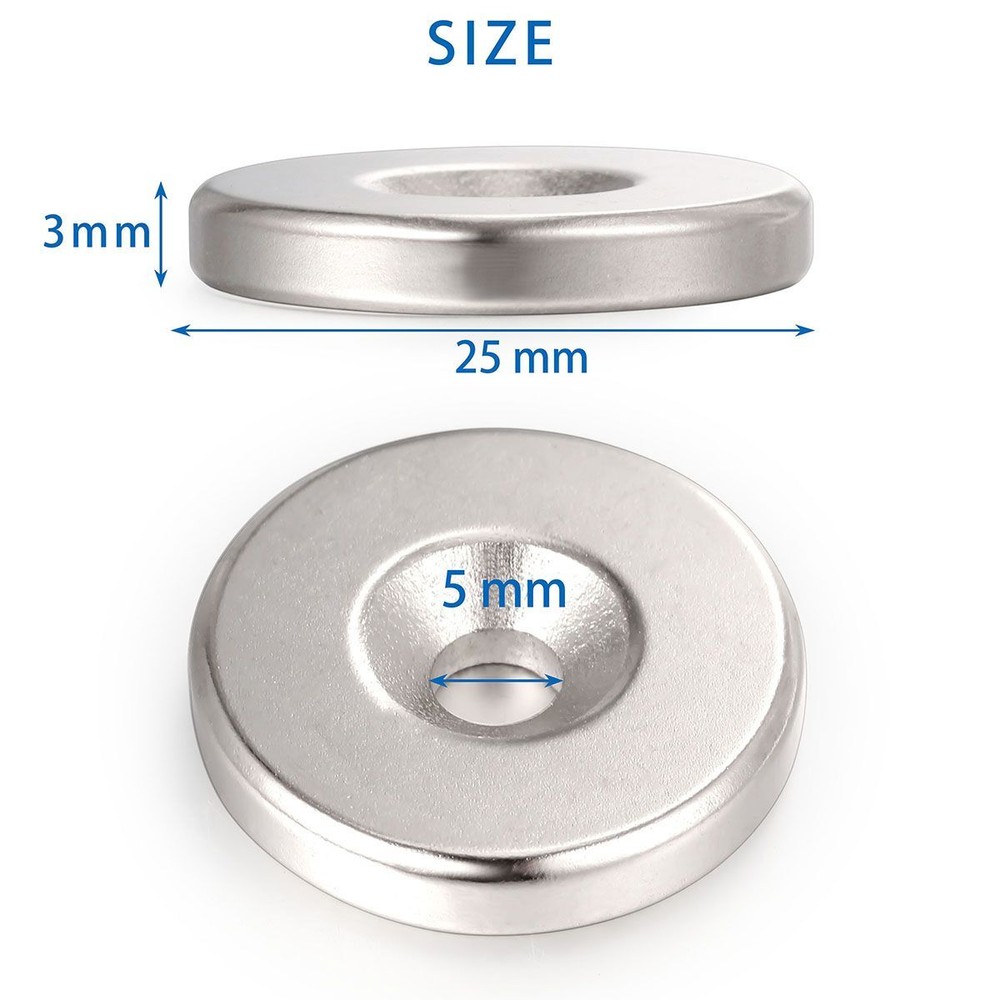 Countersunk Ring Round Disc Strong N35 Magnets Rare Earth Neodymium w/ Hole 5mm