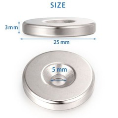 Countersunk Ring Round Disc Strong N35 Magnets Rare Earth Neodymium w/ Hole 5mm