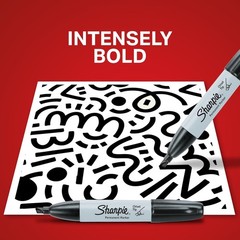 Sharpie Permanent Markers Chisel Tip Black 4 Count