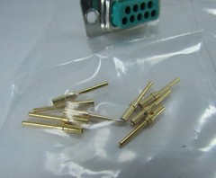 2 Positronic Mil Spec DSub Connectors DE-9, DB-9 Male, Gold Crimp Pins RD9M1000Z