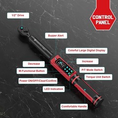 1/2-inch Digital Torque Wrench(3.8-250.8Ft.Lb/5.1-340Nm) ±1% Accuracy Digital…