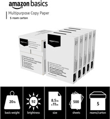 Multipurpose Copy Printer Paper, 20 Lb, 8.5 X 11 Inches, 5 Reams (2,500 Sheets),