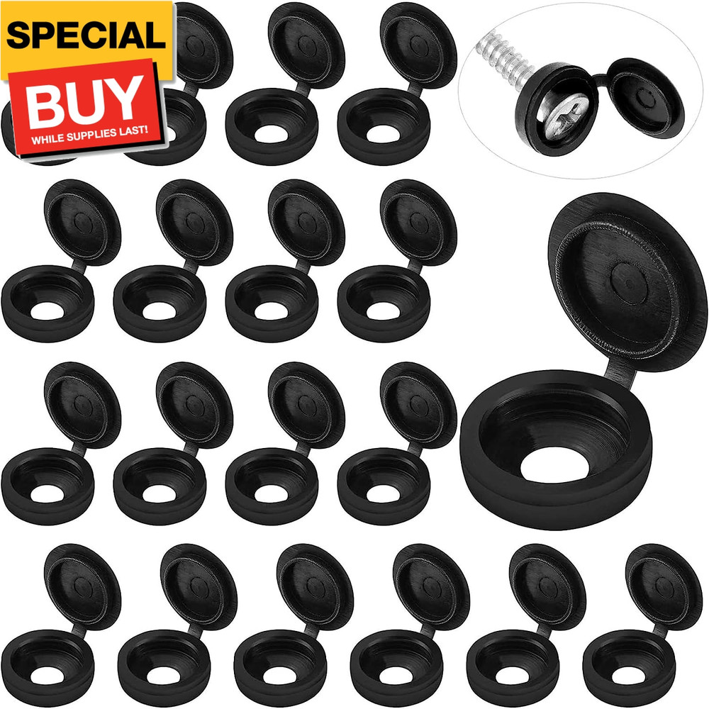 100 Pieces Hinged Screw Cover Caps Plastic Shutter Fold Screw Snap Covers Washer