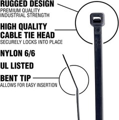 1,000 Pack UV Black Cable Ties 14-in 50 Lb Tensile 14-in