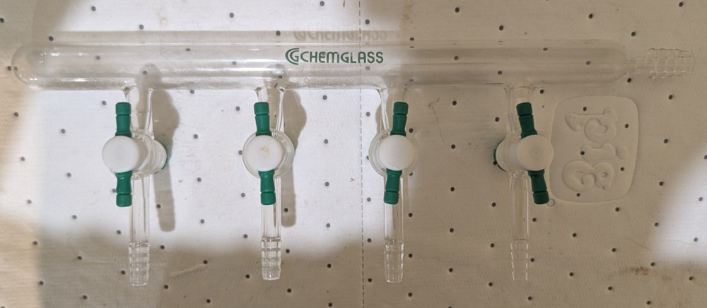 Chemglass Vacuum Manifold, 4-Place, PTFE Stopcocks, Right Handed, CG-4430-01