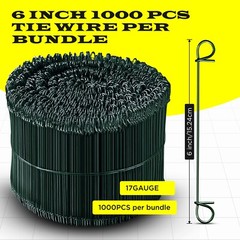 6 Inch x 1000pc GREEN PVC COATED Double Loop Rebar Wire Tie, 16 Gage, SIMBASTEEL