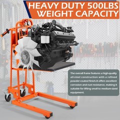 Material Lift Winch Stacker with Casters, 500 Lbs Capacity, 35″ Max Lift Height