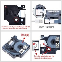 5-Pk/Pack D1 Label Tape 45013 S0720530 for DYMO LabelManager 160 280 420P