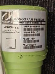 Zodiac Monogram Systems 893636-03 Primary Motor 115/200VAC 400H 3PH