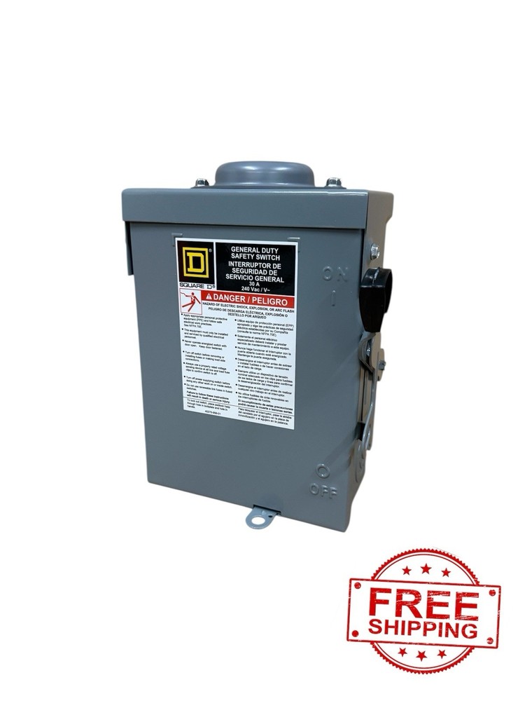 Square D D321NRB 30 Amp General duty Disconnect Type 3R Outdoor 240 VAC NEW