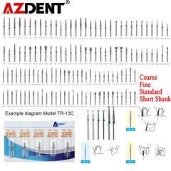 AZDENT Dental FG Diamond Burs Coarse/Fine/Short Shank for High Speed Handpiece