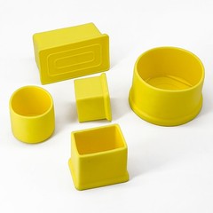 Yellow PVC Soft Rubber End Caps Chair Table Feet Ferrules Pipe Tubing Cover