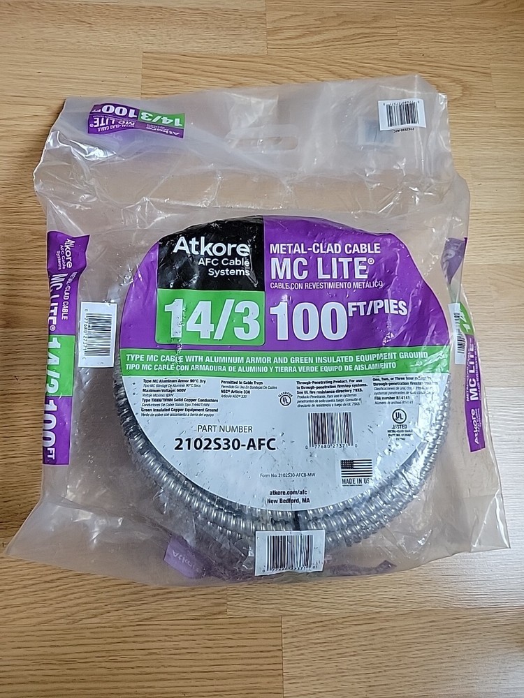 Atkore Solid MC LITE Metal-Clad 14/3 Cable 100 Ft