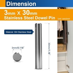 M3 x 30mm Stainless Steel Dowel Pins 50PCS Precision Alignment Pins 3mm