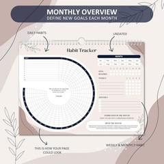 Habit Tracker Calendar 2026 (Undated 12 Months) – Daily Habit Tracker Jounal wit