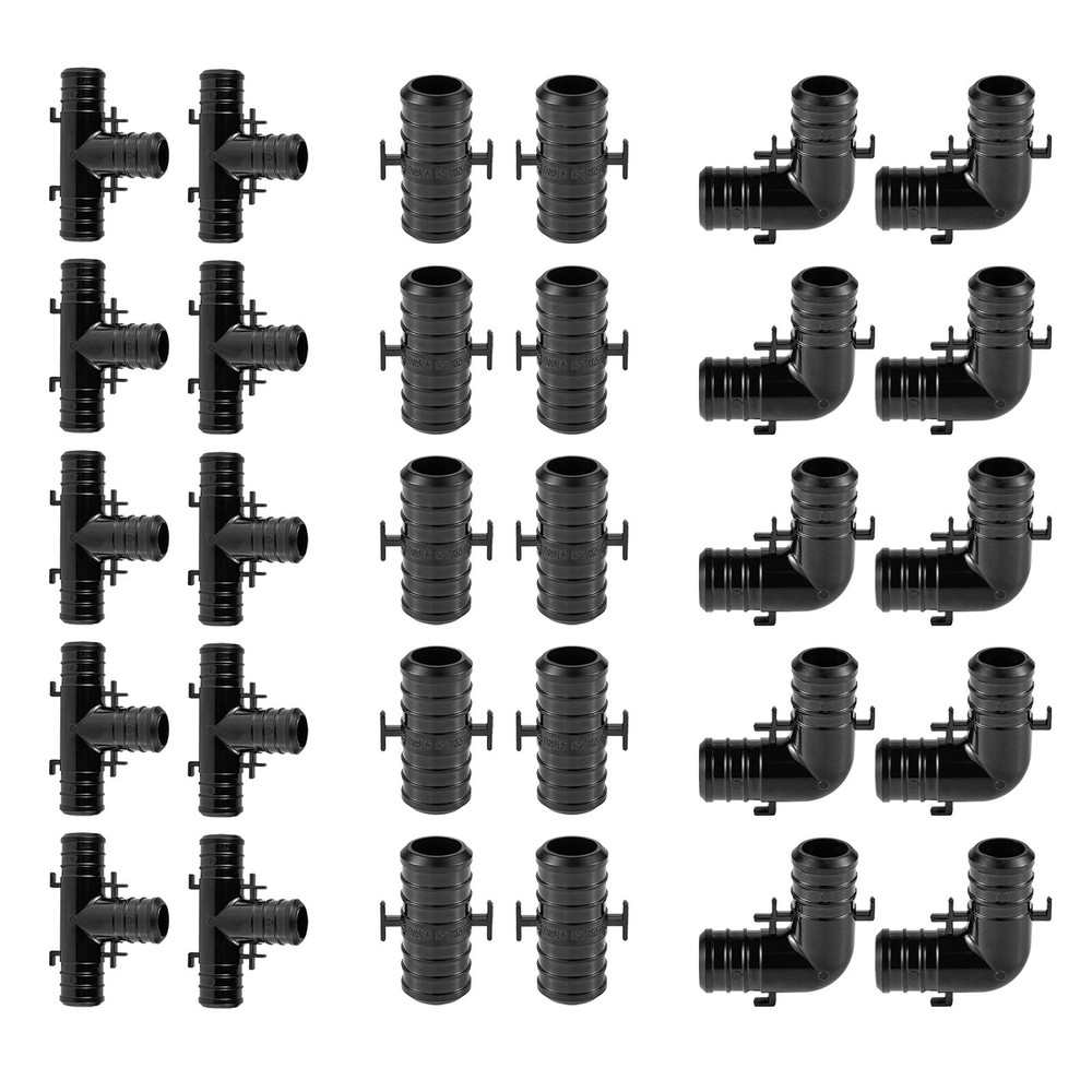 30PCS Poly Crimp Pex Fittings 3/4″ Combo With Position Tab: Elbow ,Coupler Tee