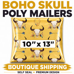 10×13 Boho Skull Designer Poly Mailers Boutique Shipping Bags Cute