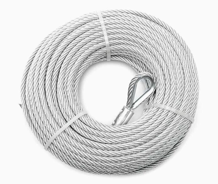 1/4″ x 100ft long wire rope, Galvanized finish, breaking load 7000lbs,7×19 cable