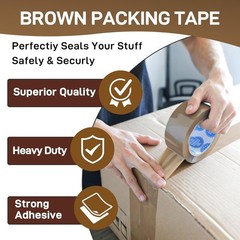 36 Rolls Heavy Duty Tan-Brown Packing Tape 2 “x 110 Yards 330 Feet Per Roll