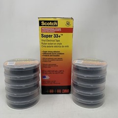 3M Scotch Electrical Tape Super 33+- Black, 3/4″ X 66′, Lot of 10 Rolls NEW!