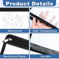 18 Pcs Clear Zipper Pouches, PVC Waterproof Cosmetic Organizer Bags, Document…