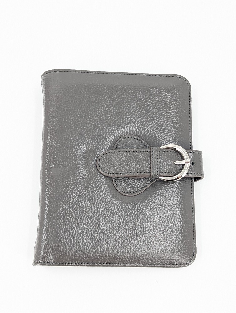 Franklin Covey CO AVA Charcoal Gray Binder Leather 7.5”x6” for Compact Planners
