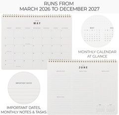 Beautiful 2026-2027 Monthly Planner and Calendar Book – Modern to Do List Notebo