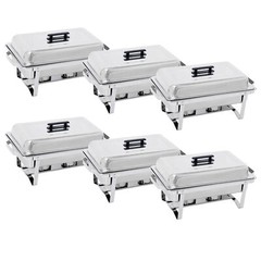 6x 8QT Chafing Dish Stainless Steel Chafer Complete Set with 2 Warmers Buffet