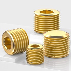 Brass Pipe Plug Male Thread Hexagon Internal Head Socket Fitting Brass Cap Bung