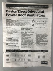 DAYTON 4WN57 10″ Direct Drive Axial Power Roof Ventilator