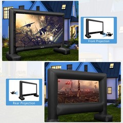 15 FT Inflatable Movie Screen Outdoor Blow Up Projector 16:9 w/ Air Blower & Bag