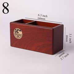 1pcs Wood Pen Holder Box Chinese Style Office Wooden Desktop Organizer Box