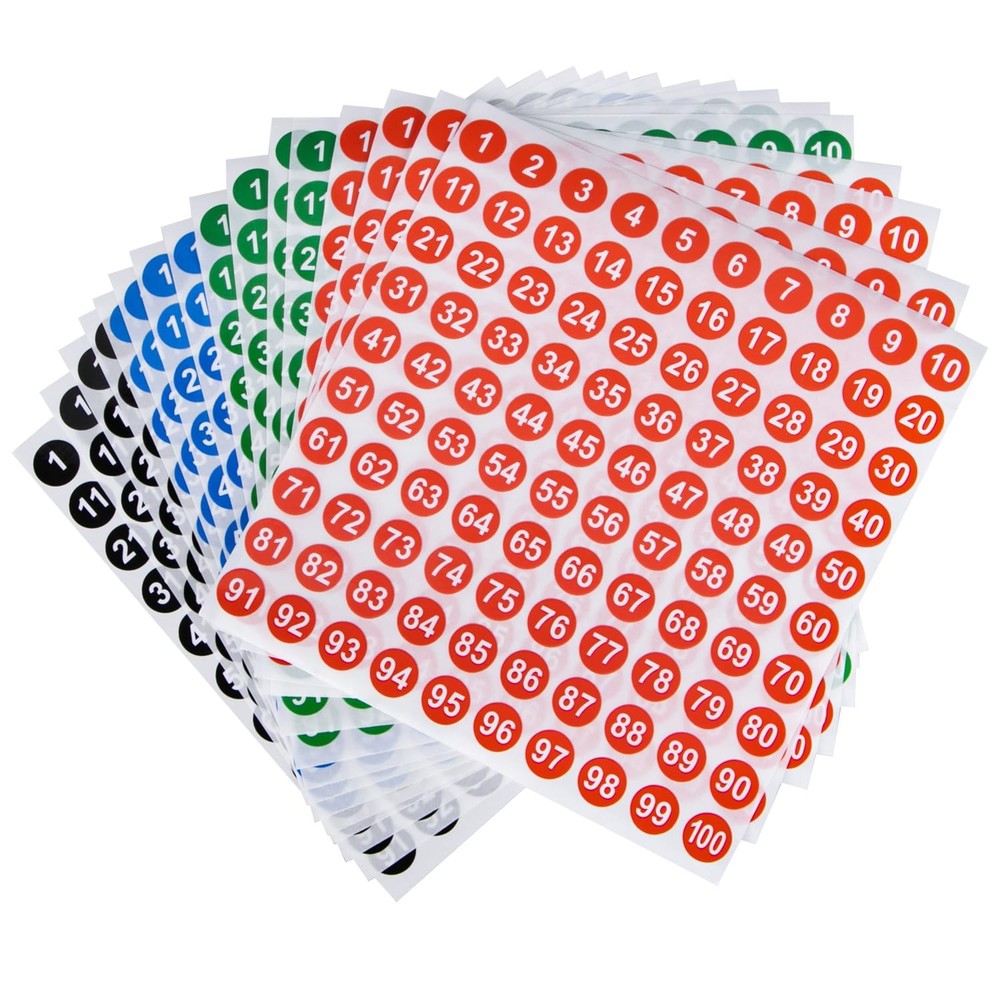 16 Sheets Small Round Number Stickers Self Adhesive Labels for Office, Home,…