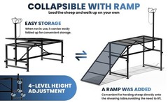 500lbs Livestock Trimming Stand w/ Ramp 47″ x 23″ Metal Livestock Trimming Stand