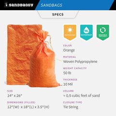 Sandbags – 10 Orange – Empty Sand Bags for Flood – Sandbag Bag Poly by Sandbaggy