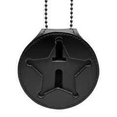 Florida Sheriff 5 Point Star Belt Clip Badge Holder Black Neck Chain Leather