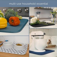 S&T Dish Drying Mat XL 18×24 Absorbent Microfiber Kitchen Counter Charcoal
