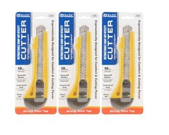 BAZIC Retractable Snap Off Utility Steel Top Multipurpose CUTTER KNIFE Set of 3