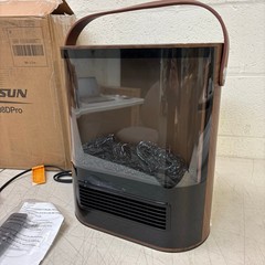 ROVSUN 1500W Electric Fireplace Heater with Remote & Timer, Brown, 120V