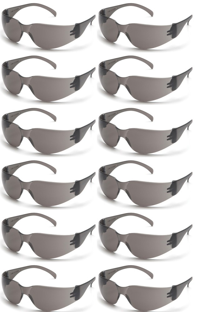 12 PR. GRAY SMOKE LENS SUNGLASSES Protective Eyewear Work Safety Glasses UV Z87+