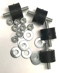 4 Rubber Vibration Isolator Mounts 3/4 High 1″ Dia 1/4″-20 x 1/2″ Thread