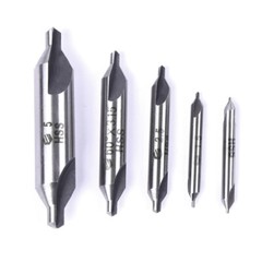 5-Piece HSS Center Drill Bits Set #1-#5, 60° Angle for Lathe & Metalworking