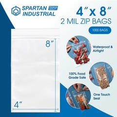 Spartan Industrial – 4” X 8” (1000 Count) 2 Mil Clear Reclosable Zip Plastic …