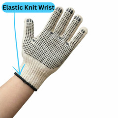 240 Pairs, PVC Single Dot Gloves Large Tan, Black Knitted Cotton, PVC
