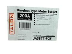 200A Ringless Type Meter Socket 4-Jaw 1Phase 3-Wire 600Vac Talon UAS877-PGF (OB)