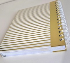 Spiral Journal 120 Pages Lined 8.12×6.25 Wire Bound Gold -White Hard Cover NWOT