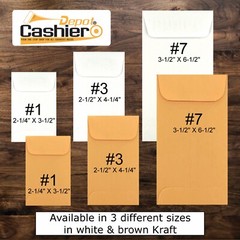 Cashier Depot #7 Coin Envelopes, 3 1/2 X 6 1/2, Premium 24lb. White, 500/Box
