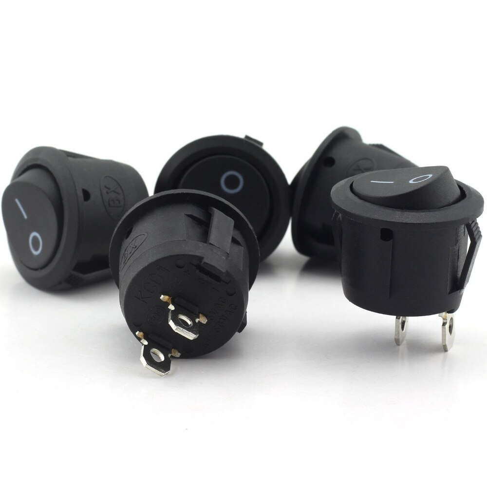 10x Circle Rocker Switches Round Small Mini ON/OFF AC 125V/250V Car/Truck DC 12V
