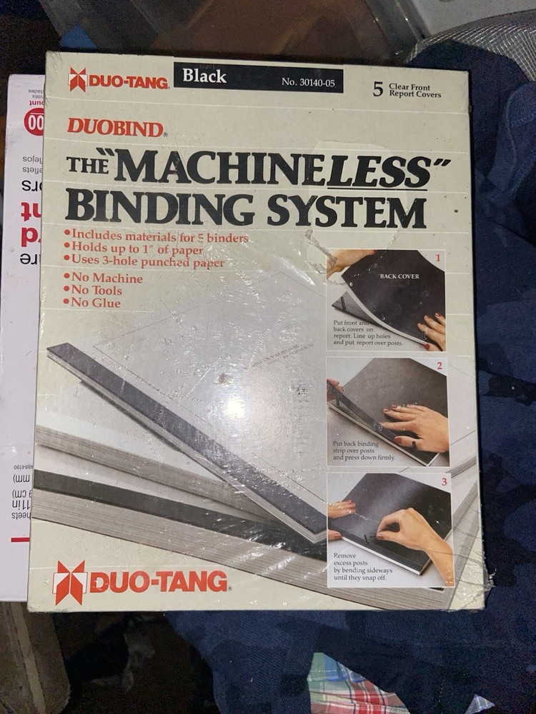 DUO-TANG DUOBIND Machineless Binding System – Black – 5 Report Covers- NEW!