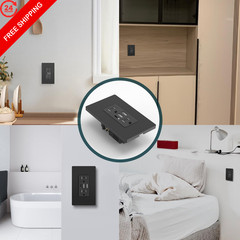 TOPELER Black USB Wall Outlet, 6.0Amp Electrical Socket with 15 Amp,
